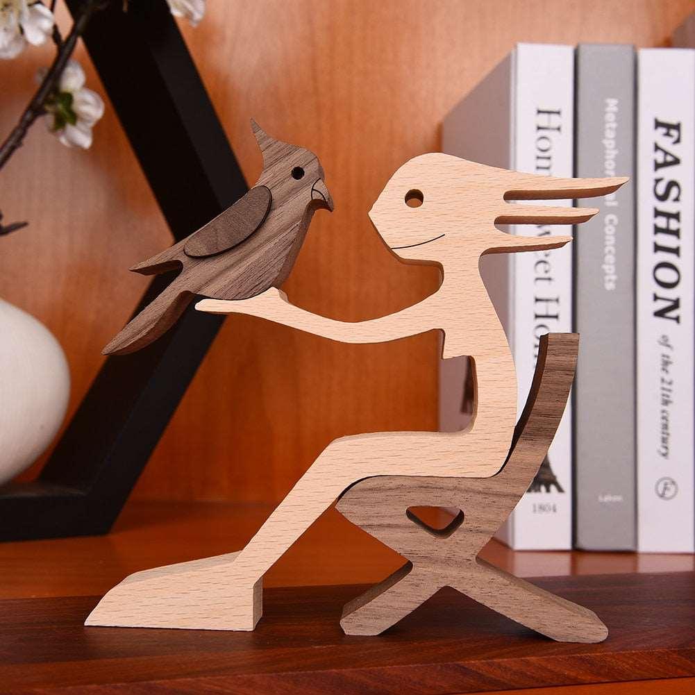 Wood Craft Figurine, Desktop Ornament Decoration Gift - Alartis