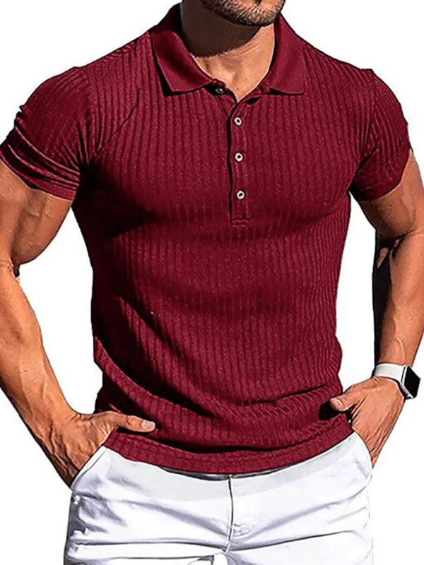 Men's High Stretch Vertical Stripe Short Sleeve Polo Shirt - Alartis