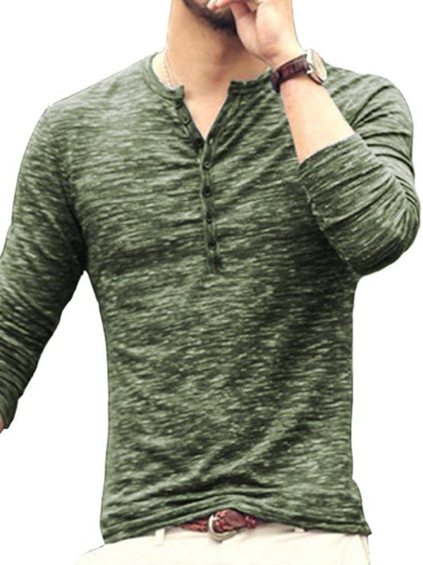 Men's Long-Sleeved Slim Fit T-shirt in Fashionable Slub Silk - Alartis