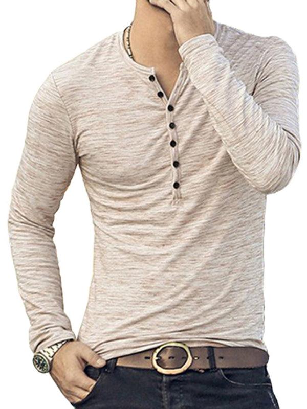 Men's Long-Sleeved Slim Fit T-shirt in Fashionable Slub Silk - Alartis