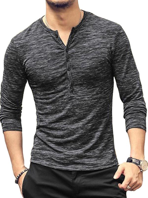 Men's Long-Sleeved Slim Fit T-shirt in Fashionable Slub Silk - Alartis