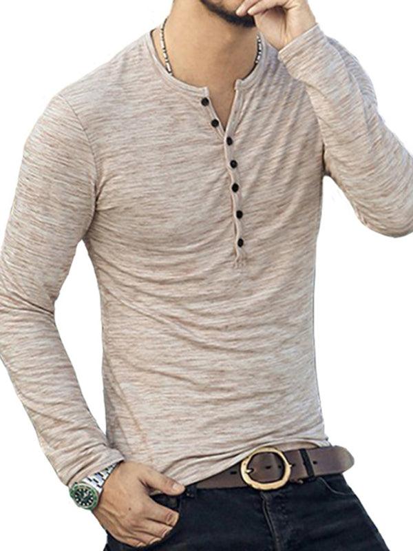 Men's Long-Sleeved Slim Fit T-shirt in Fashionable Slub Silk - Alartis