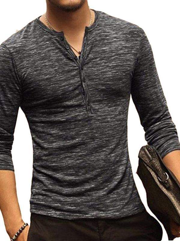 Men's Long-Sleeved Slim Fit T-shirt in Fashionable Slub Silk - Alartis