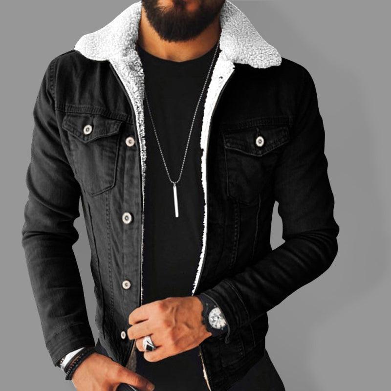 Men's Plush Style Denim Outer Jacket - Alartis