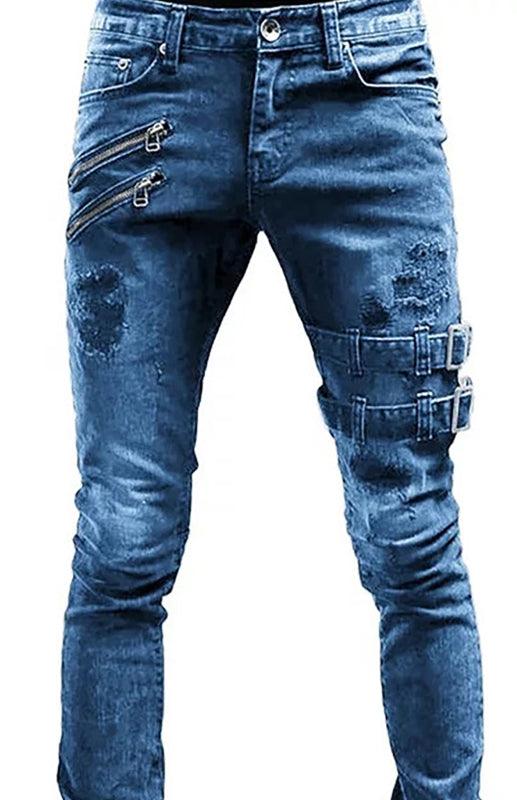 Men's Urban Edge Slim Fit Distressed Denim Jeans - Alartis