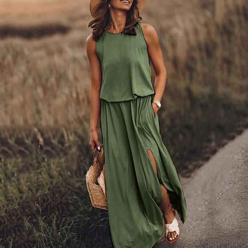 Women's Sleeveless Slit Long Dress - Alartis