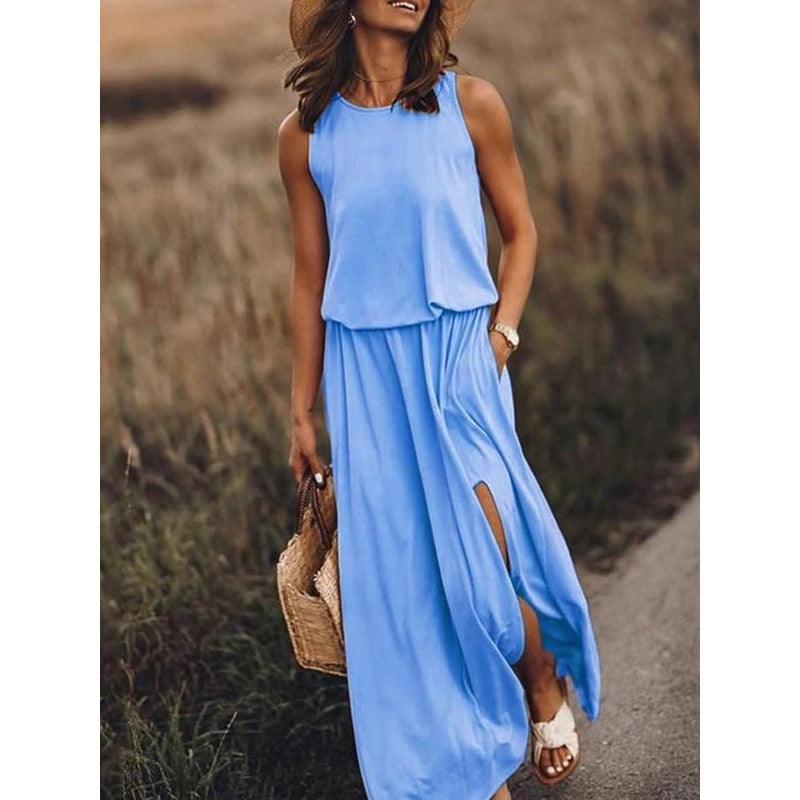 Women's Sleeveless Slit Long Dress - Alartis