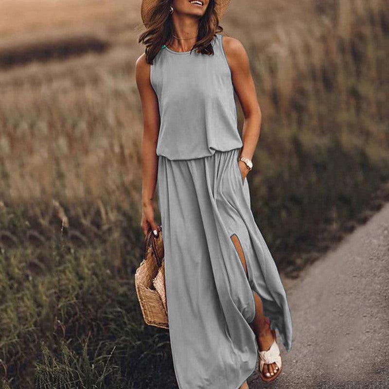 Women's Sleeveless Slit Long Dress - Alartis