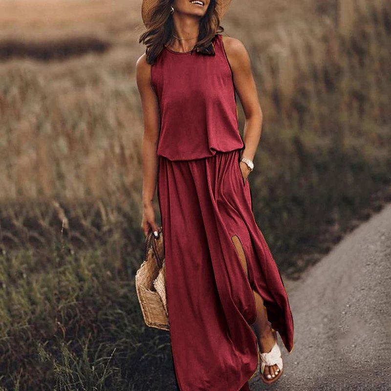 Women's Sleeveless Slit Long Dress - Alartis